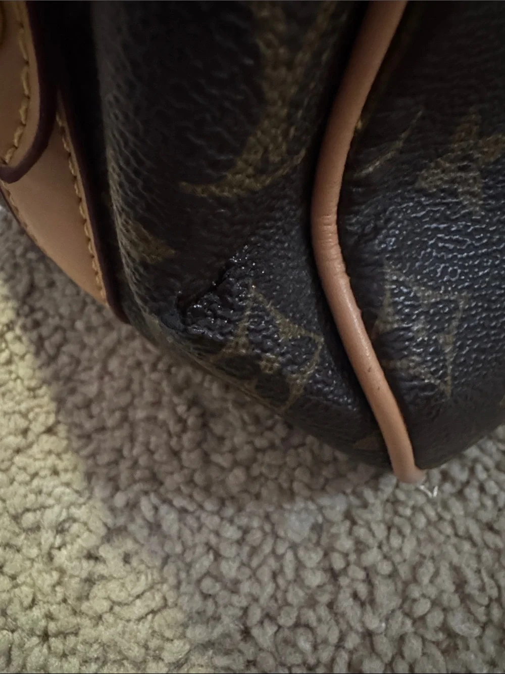 Faux LV Monogram Top-Handle Satchel in Brown & Tan - Picture 3 of 13